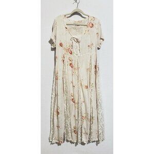 American Angel Dress Womens Medium Floral Lace Up Cottagecore Romantic Prairie